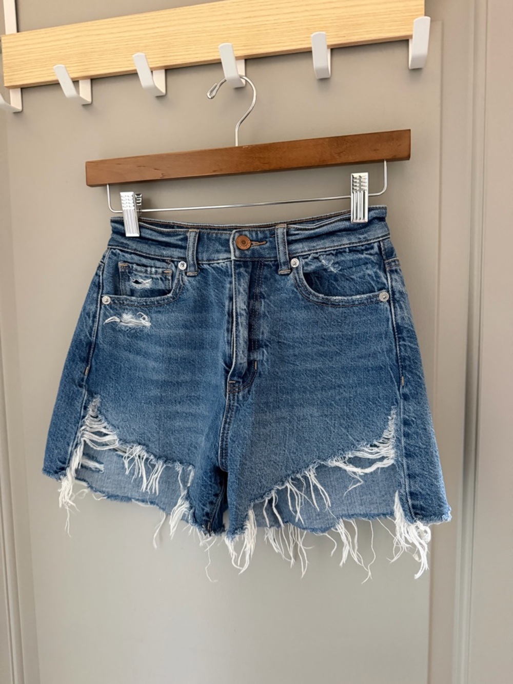 American Eagle Highest Rise Distressed Mom Shorts